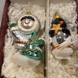 Hallmark Keepsake Ornament Frosty Friends Crown Reflections Hand Blown Glass
